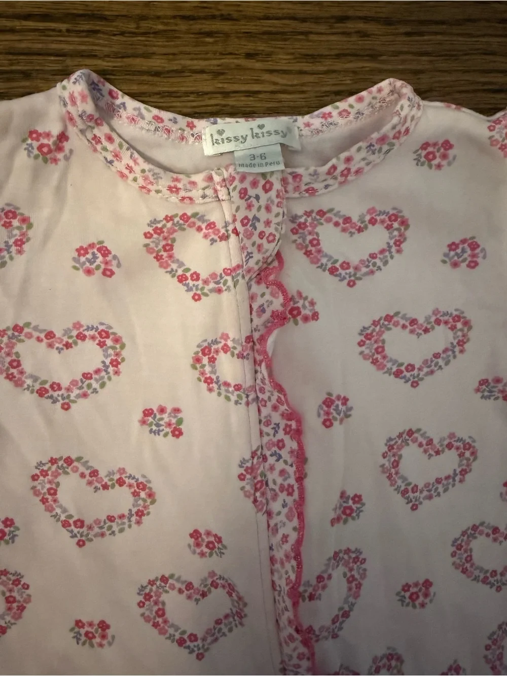 Kissy Kissy Floral Heart Pima Cotton Zipper Footie 3-6M